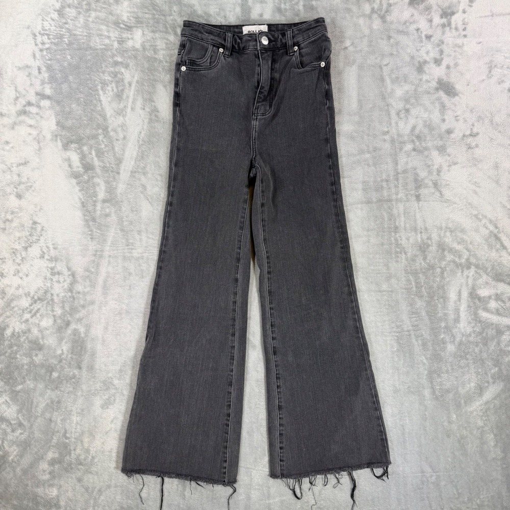 Rollas Eastcoast Crop Flare Jeans Women's Size 25 Black Denim Pants